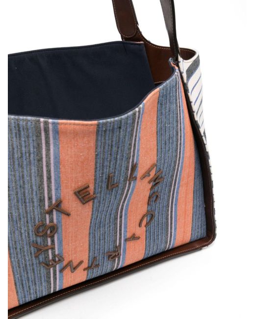 Stella McCartney Black Striped Cotton Tote Bag
