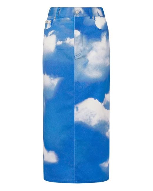 Moschino Blue Archive Clouds Cotton Bull Skirt