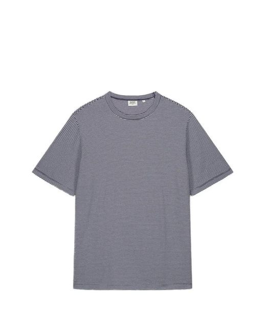 Hartford Gray Striped Cotton T-Shirt for men