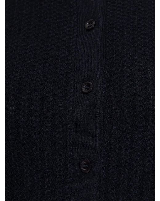 FRAME Blue Puff-Sleeve Button Cardigan