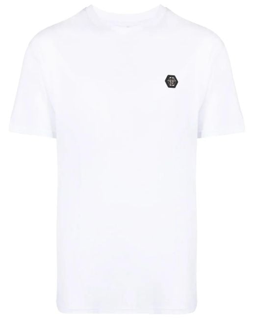 Philipp Plein White Logo-Print Short-Sleeved T-Shirt for men