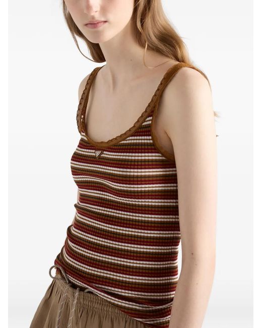 Prada Brown Striped Cotton Top