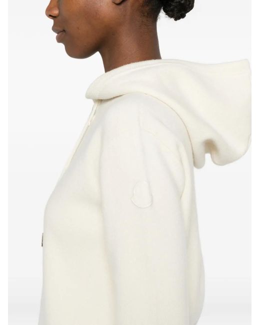 Moncler White Hooded Zip Cardigan