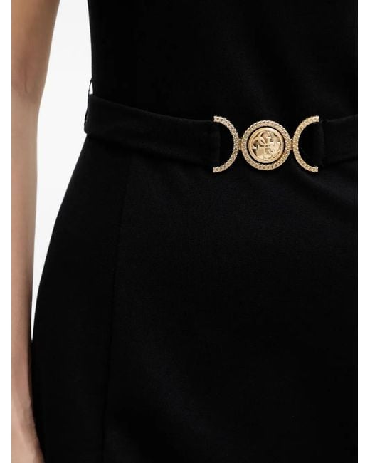 Guess Black Chrissy V-Neck Belted Mini Dress
