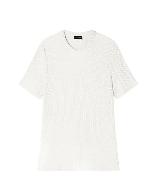 Emporio Armani White T-Shirt À Design En Nid D'Abeille for men