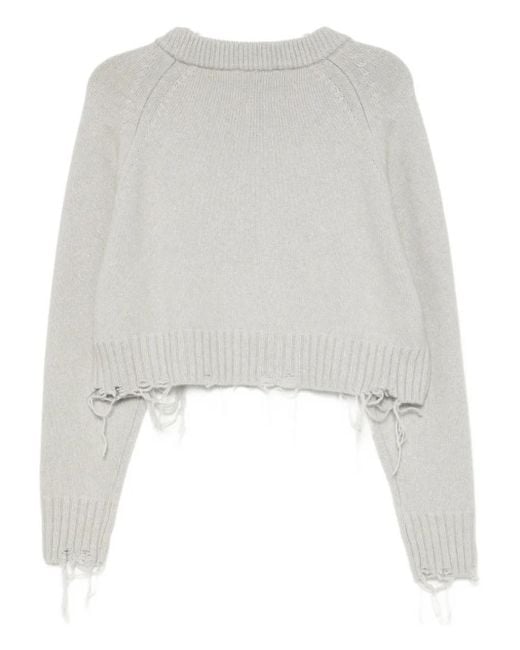Low Classic White Damaged Knitted Top