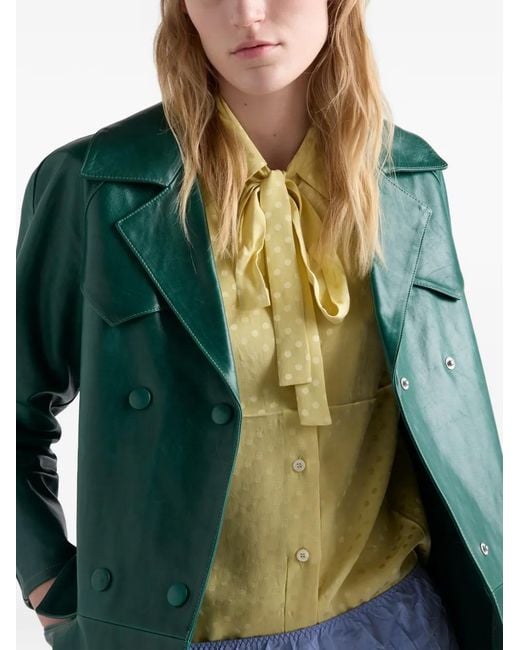 Prada Yellow Polka-Dot Satin Shirt