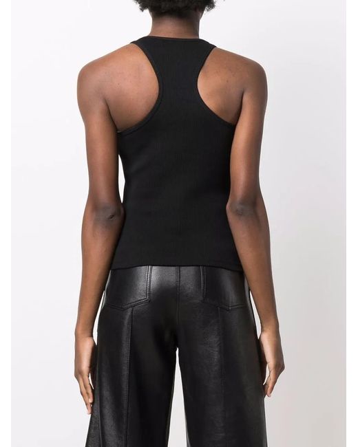 M I S B H V Black Ribbed-Knit Tank Top