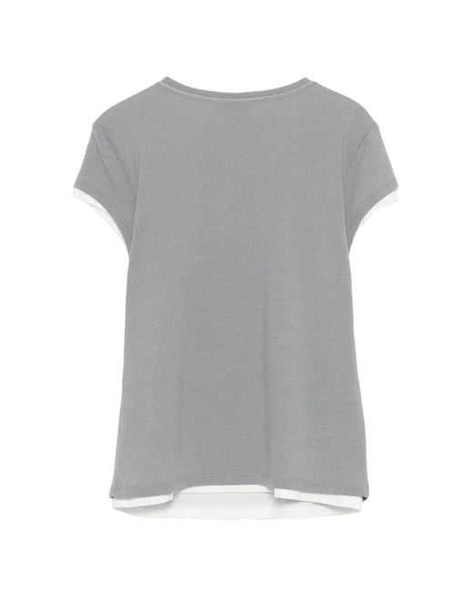 Alysi Gray T-Shirt À Patte De Boutonnage
