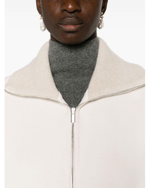 Peserico White Spread-collar Virgin Wool Blend Jacket