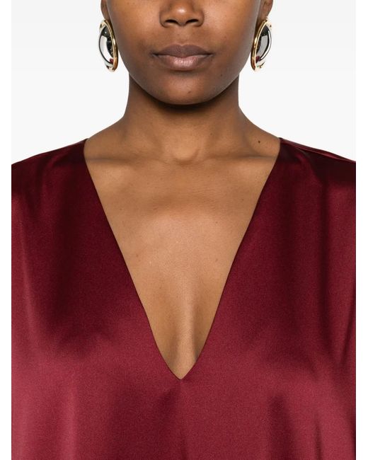 Atu Body Couture Red Satin V-Neck Maxi Dress