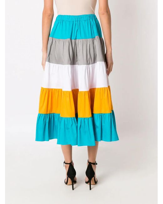 Olympiah Gray Stripe-Pattern Flared Skirt