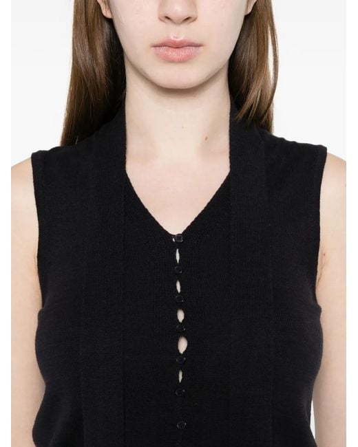 LA PISCINE Black V-Neck Tie Knit Vest