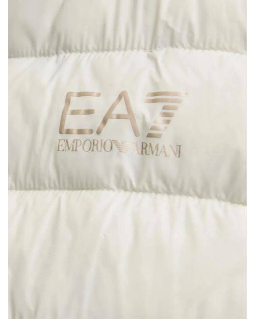 EA7 White Logo-Print Quilted Gilet