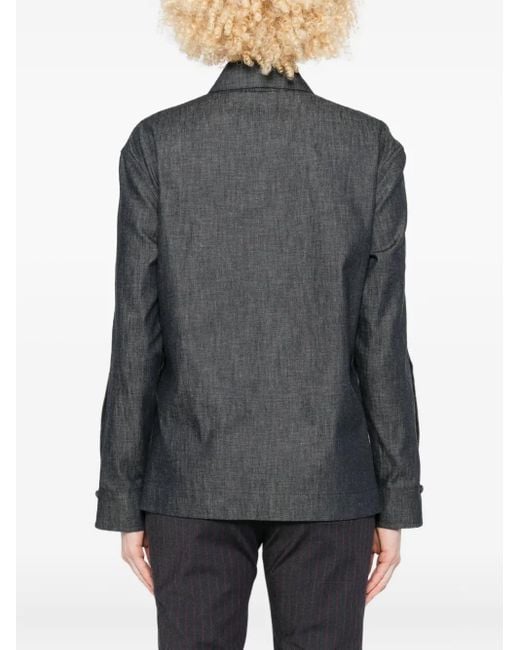 Fendi Gray Wrap-Effect Denim Shirt