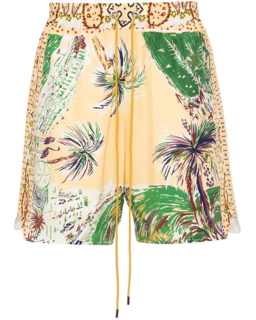 Rhude Green Palmina Silk Shorts for men