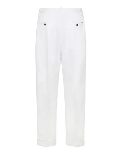 DSquared² White Cotton Trousers for men