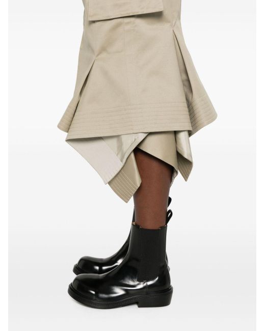Falda midi con pliegue Sacai de color Natural