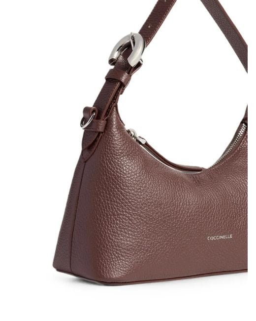 Coccinelle Brown Buckle-Detail Pebbled-Leather Tote Bag
