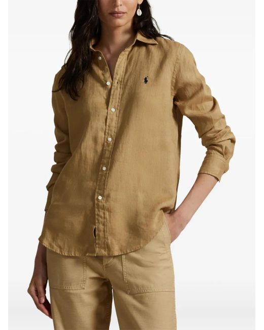 Polo Ralph Lauren Green Linen Button-Up Shirt