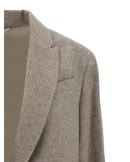 Brunello Cucinelli Gray Relaxed-Fit Notch-Lapel Blazer