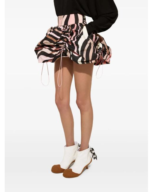 Emilio Pucci Black Marble-Print Drawstring Skirt