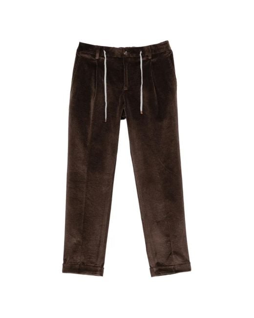 Arte' Black Roma Corduroy Drawstring-Waist Trousers for men