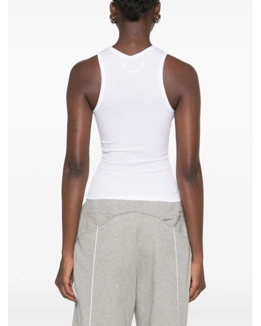 Vivienne Westwood White Logo-Embroidered Ribbed Tank Top