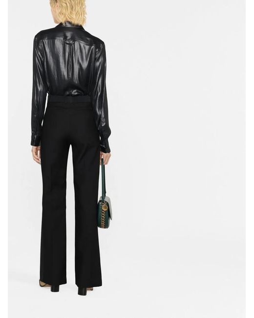 Stella McCartney Black Long-Sleeve Faux-Leather Shirt