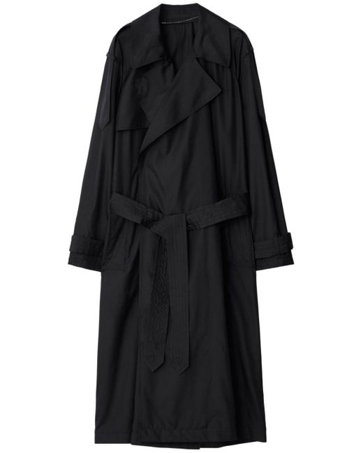 Burberry Black Belted Silk Trench Coat