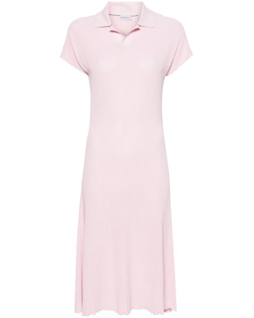 Burberry Geribbelde Maxi-jurk Met Polokraag in het Pink