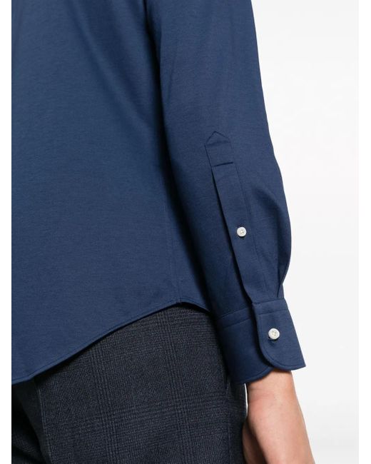 Boggi Blue Long-Sleeve Jersey Shirt for men