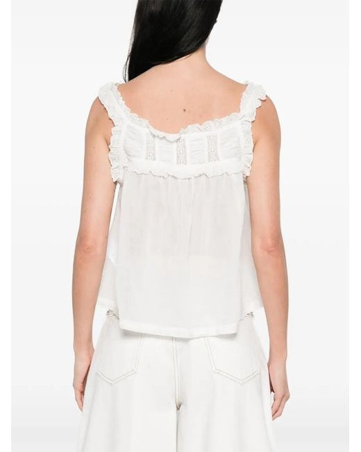 Doen White Fidella Square-Neck Sleeveless Top