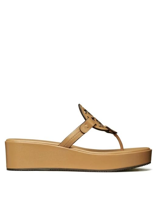 Tory Burch Brown Miller Wedge Sandals