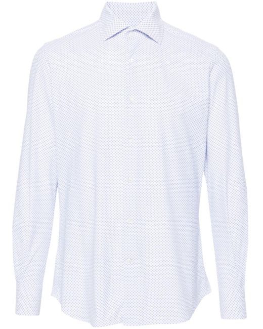 Glanshirt Grapgic-print Stretch-jersey Shirt in het White voor heren