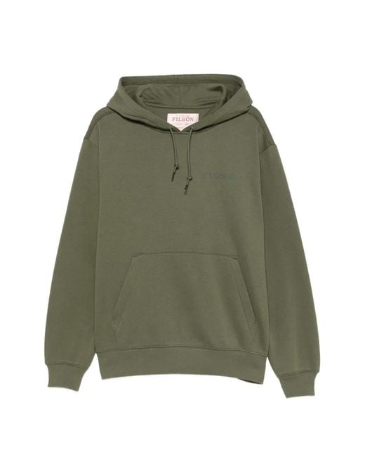 Filson Green Scenic Logo-Print Pouch-Pocket Hoodie for men