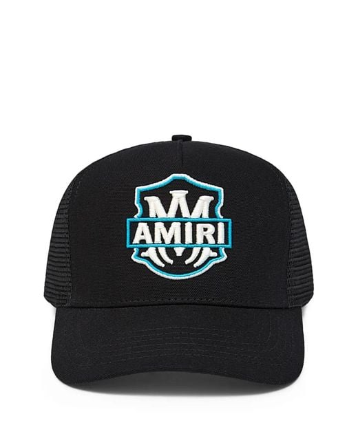 Amiri Black Emblem Trucker Cap for men