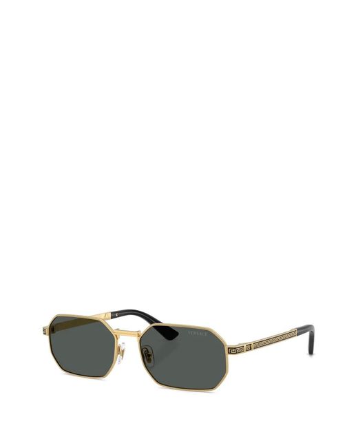Versace Gray Geometric-Frame Sunglasses for men