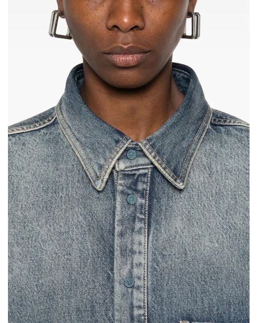 Balenciaga Blue Logo-Embroidered Denim Jacket