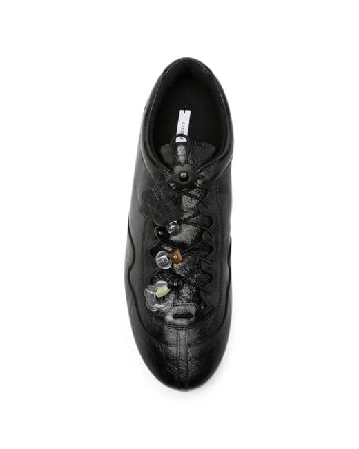CECILIE BAHNSEN Black Blaise Beaded Leather Sneakers