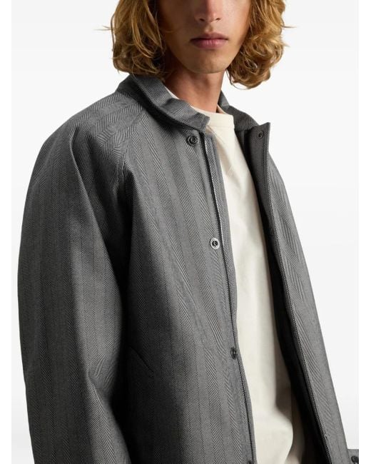 Woolrich Gray Herringbone-Pattern Button Jacket for men