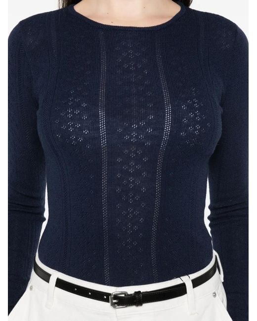 Herskind Blue Knit Long-Sleeved T-Shirt
