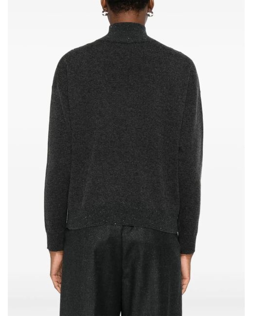 Peserico Black Diamond-Pattern Sweater With High Neckline