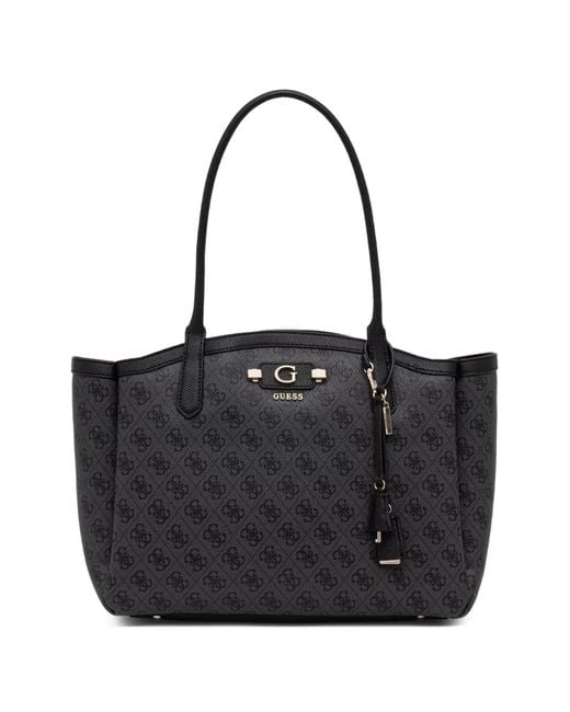 Guess Black Lindsey Logo-Plaque Tote Bag