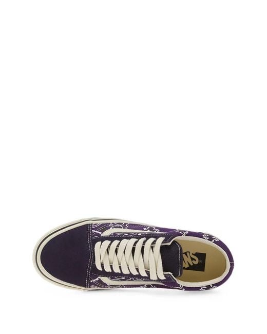 Vans White Old Skool Paisley-Pattern Sneakers