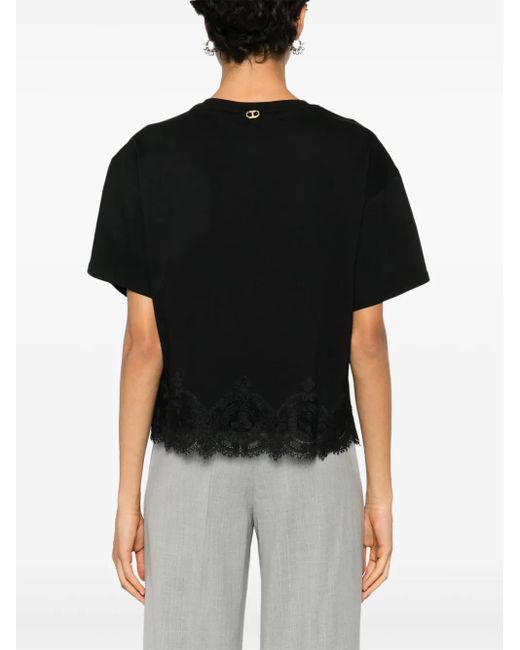 Twinset Black Lace-Trim T-Shirt