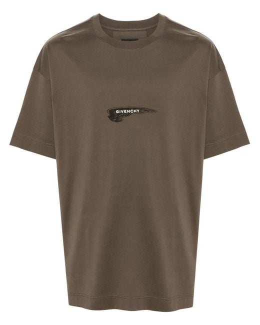 Givenchy Green Wings-Print Cotton T-Shirt for men