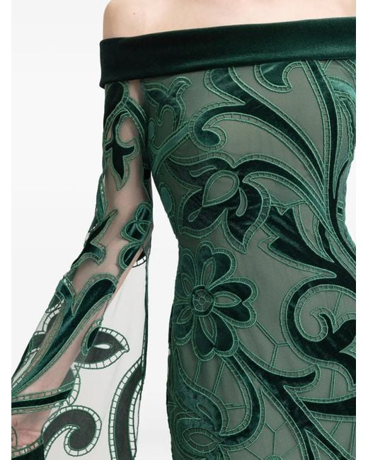 Gemy Maalouf Green Off-Shoulder Maxi Dress