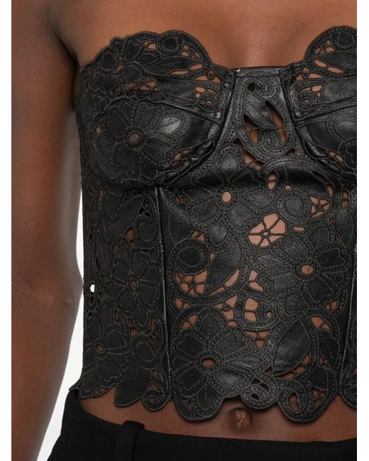 Ermanno Scervino Black Lace-Overlay Corset Top