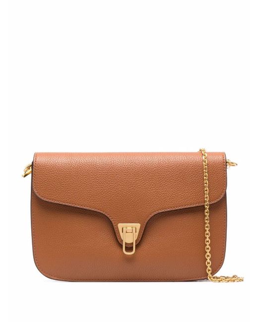 Coccinelle Leather Chain Strap Cross Body Bag In Brown Lyst